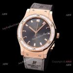 Copy Hublot Classic Fusion Rose Gold Diamond Watch Citizen 8215 Movement